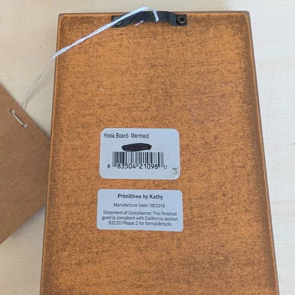 Primitives by Kathy Rustic Mermaid Hook Plaque in Blue, White, Brown - Picture 2 of 4